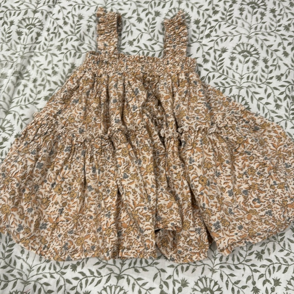 Rylee + Cru Kids Dress in Tan and Cream Floral